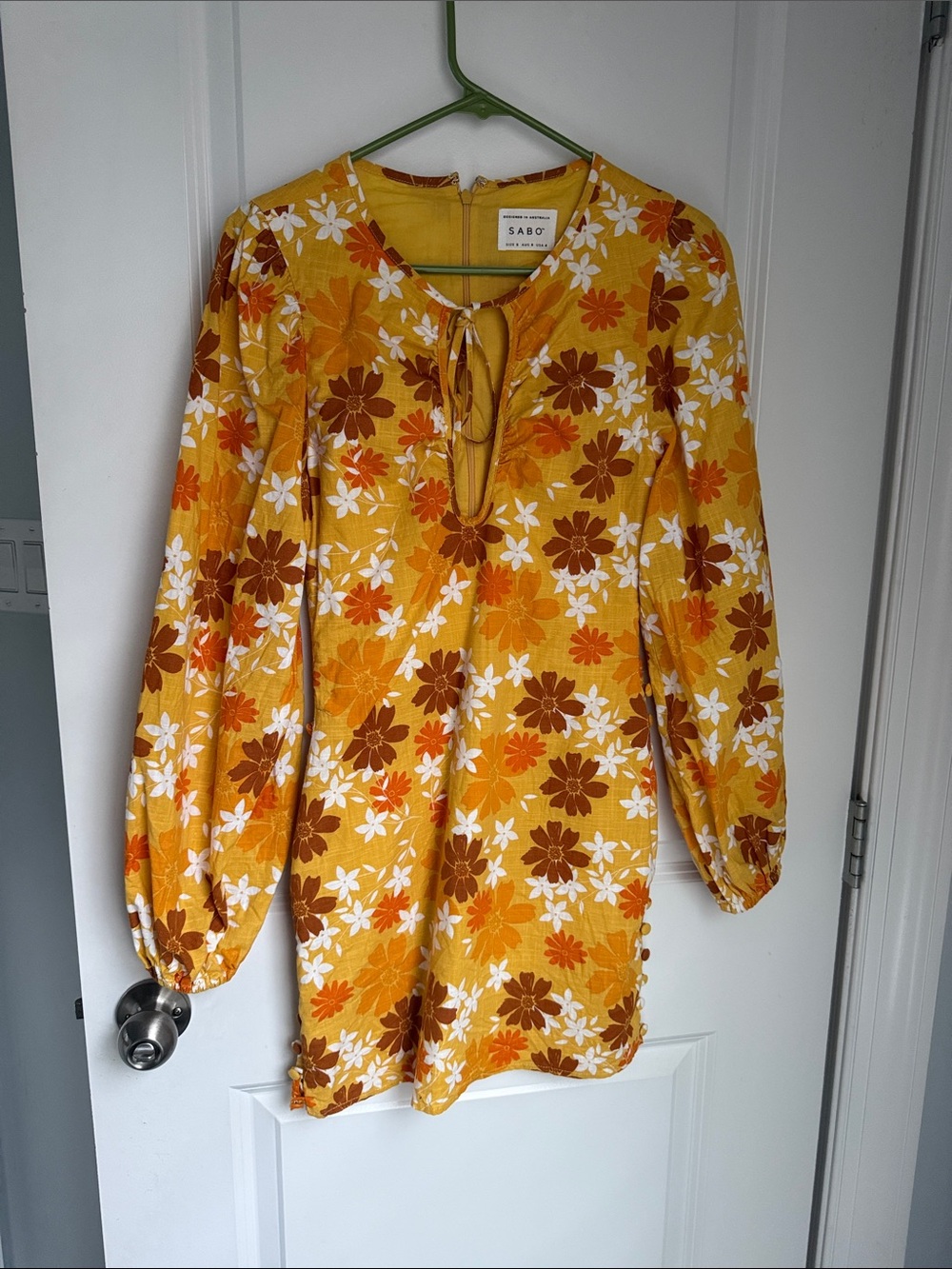 Women's Yellow Floral Tie-Front Mini Dress by Sabo